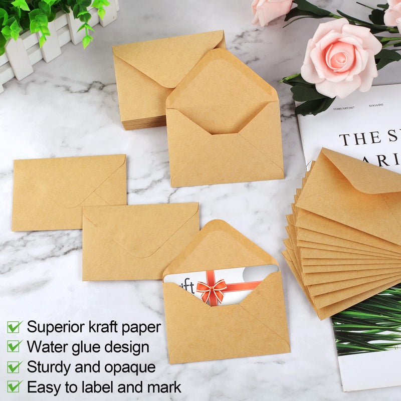 Joyberg 150 Pack Gift Card Envelopes, 4" x 2.75" Mini Envelopes, Brown Kraft Business Card Envelopes, Small Envelopes for Holidays, Weddings, Baby Showers, Birthdays Banquets - Image 3