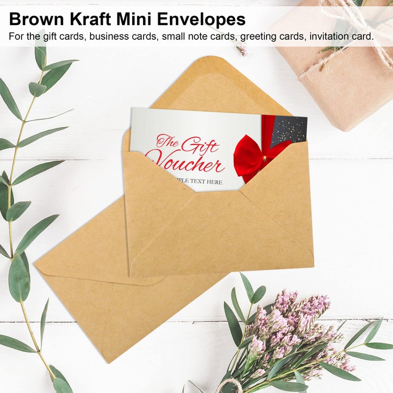 Joyberg 150 Pack Gift Card Envelopes, 4" x 2.75" Mini Envelopes, Brown Kraft Business Card Envelopes, Small Envelopes for Holidays, Weddings, Baby Showers, Birthdays Banquets - Image 4