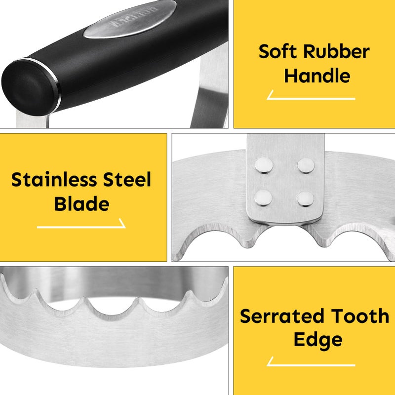 HULISEN Cutlery Serrated Food Chopper, 3 Inch Stainless Steel Manual Hand Chopper with Grip Handle & Serrated Tooth Edge, Handheld Chopper, Chop Cabbage, Egg, Nut, Ground Meat, Vegetable for Salad - Image 3