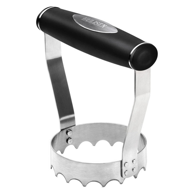 HULISEN Cutlery Serrated Food Chopper, 3 Inch Stainless Steel Manual Hand Chopper with Grip Handle & Serrated Tooth Edge, Handheld Chopper, Chop Cabbage, Egg, Nut, Ground Meat, Vegetable for Salad - Image 1