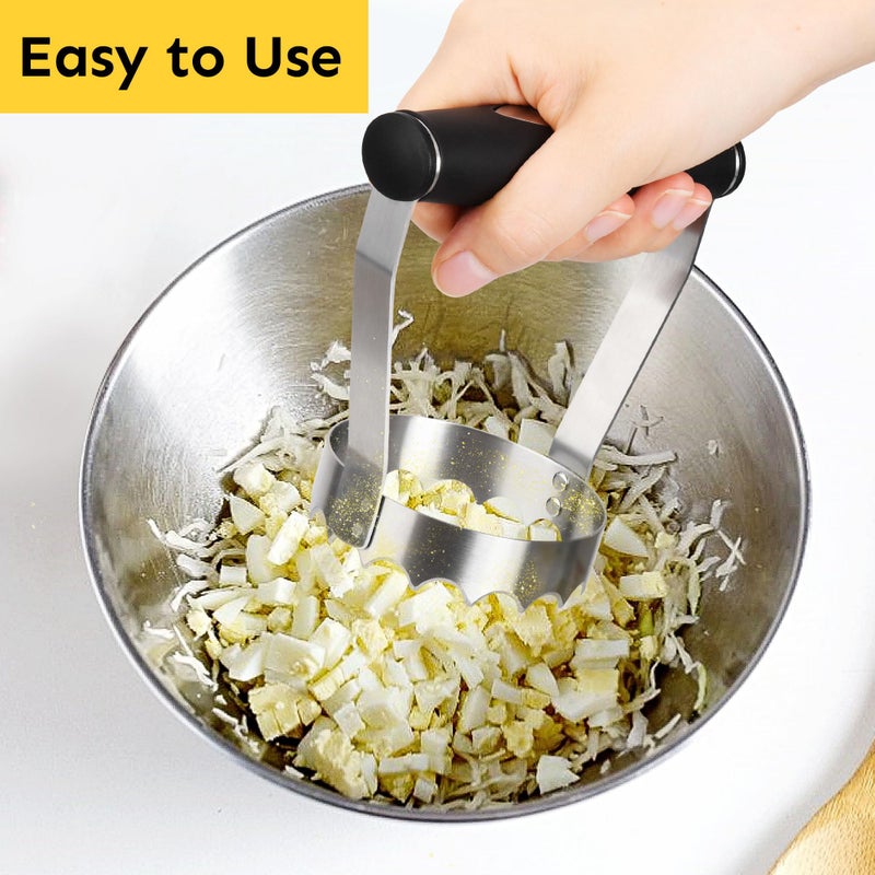 HULISEN Cutlery Serrated Food Chopper, 3 Inch Stainless Steel Manual Hand Chopper with Grip Handle & Serrated Tooth Edge, Handheld Chopper, Chop Cabbage, Egg, Nut, Ground Meat, Vegetable for Salad - Image 2