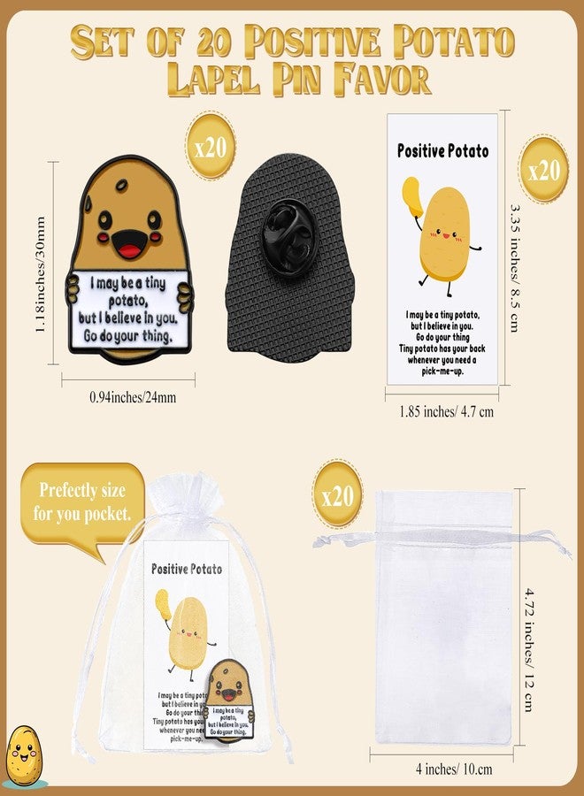 Hotop 40 Set Inspirational Tiny Potato Pin Bulk Lapel Pin with Card Organza Bag Food Service Employee Coworker Christmas Appreciation Gift - Image 2