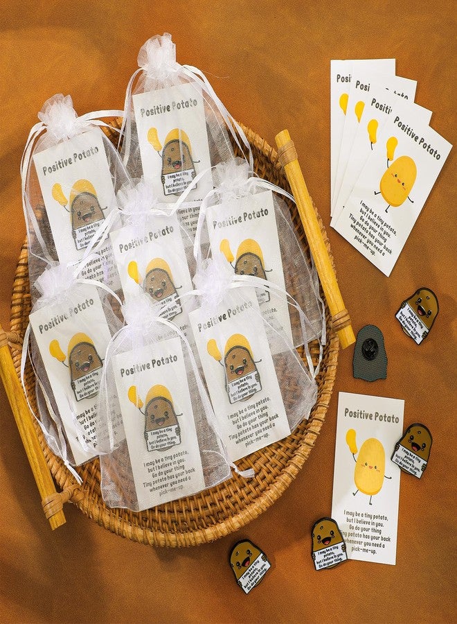 Hotop 40 Set Inspirational Tiny Potato Pin Bulk Lapel Pin with Card Organza Bag Food Service Employee Coworker Christmas Appreciation Gift - Image 5