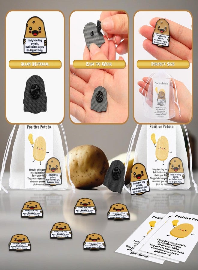 Hotop 40 Set Inspirational Tiny Potato Pin Bulk Lapel Pin with Card Organza Bag Food Service Employee Coworker Christmas Appreciation Gift - Image 3