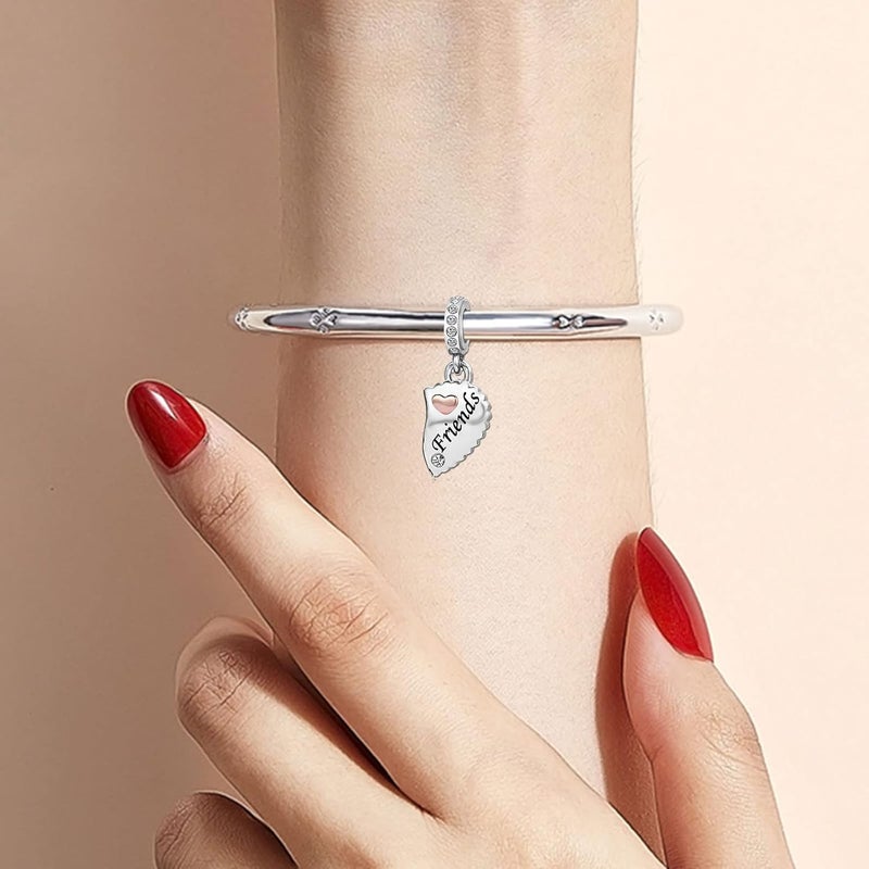 KunBead Mother Daughter Son Sisters Best Friends Bestie Rose Gold Heart Puzzle Dangle Birthday Charms Compatible with Pandora Bracelet - Image 5