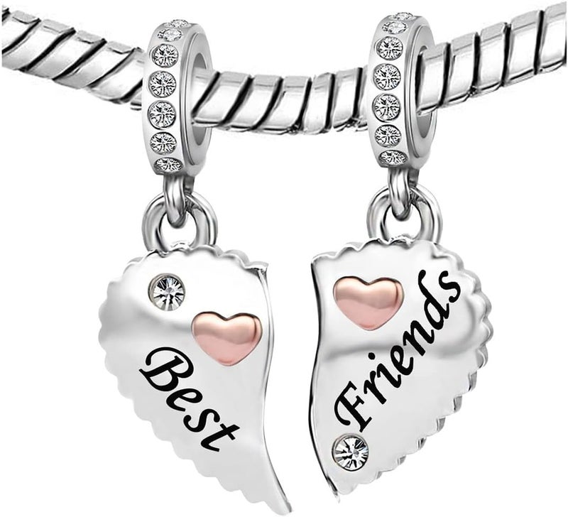 KunBead Mother Daughter Son Sisters Best Friends Bestie Rose Gold Heart Puzzle Dangle Birthday Charms Compatible with Pandora Bracelet - Image 4
