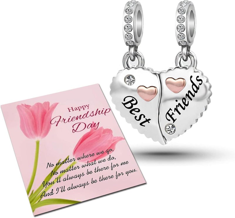KunBead Mother Daughter Son Sisters Best Friends Bestie Rose Gold Heart Puzzle Dangle Birthday Charms Compatible with Pandora Bracelet - Image 1