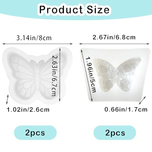 Heogacinlia 4 PCS 3D Flower Butterfly Candle Molds Mini Butterfly Silicone Molds Epoxy Resin Molds for Candle Making Resin Casting Soap Plaster Mould Fondant Cake Decoration Molds - Image 2
