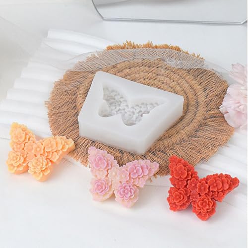 Heogacinlia 4 PCS 3D Flower Butterfly Candle Molds Mini Butterfly Silicone Molds Epoxy Resin Molds for Candle Making Resin Casting Soap Plaster Mould Fondant Cake Decoration Molds - Image 5