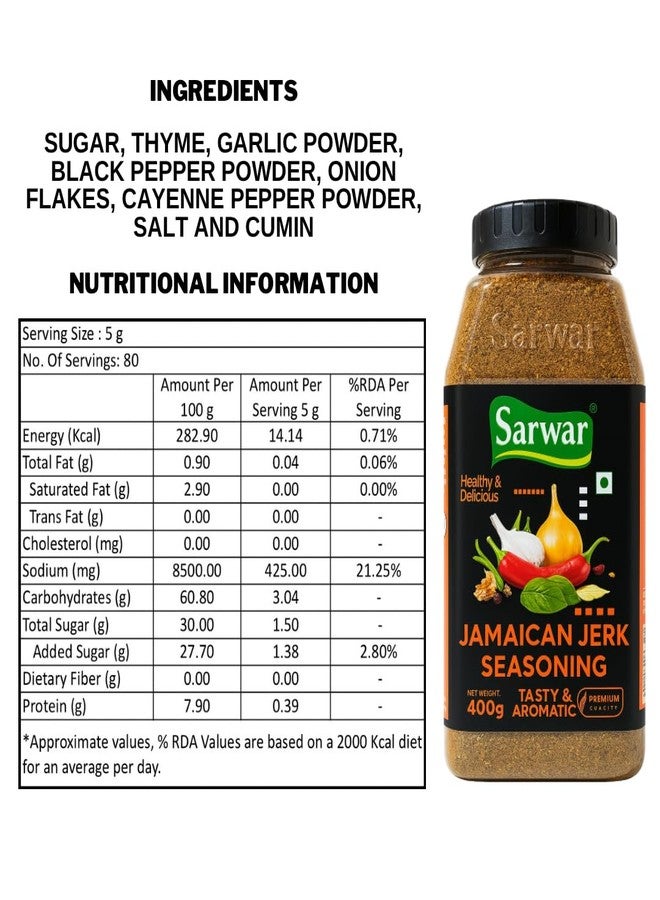 Sarwar Jamaican Jerk Seasoning - 400gms| Authentic| Jerk Marinade Mix| Natural spices| Spicy herbal seasoning| Spicy Jerk Blend| Jamaican spice mix - Image 3