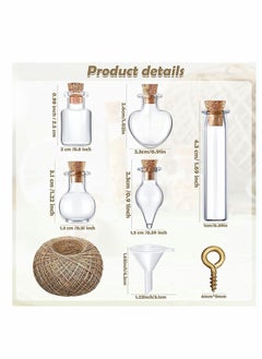 Y&D ELECDON Small Mini Glass Jars Bottles with Cork Stoppers, Tiny Wishing Bottles, DIY Decoration Bead Containers, Eye Screws Funnel and Rope Clear Bottle 50 Pcs (Mixed Style)  - Image 2