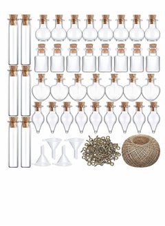 Y&D ELECDON Small Mini Glass Jars Bottles with Cork Stoppers, Tiny Wishing Bottles, DIY Decoration Bead Containers, Eye Screws Funnel and Rope Clear Bottle 50 Pcs (Mixed Style)  - Image 1