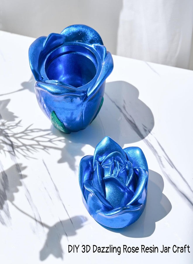 Dacies Epoxy Resin Storage Box Silicone Molds Rose Shape Candle Jar with Lid Concrete Mould Cement Jesmonite Planter Candle Vessels Candlestick Craft Gift Mold Resin Jewelry Container Flowerpot Casting Mould - Image 2
