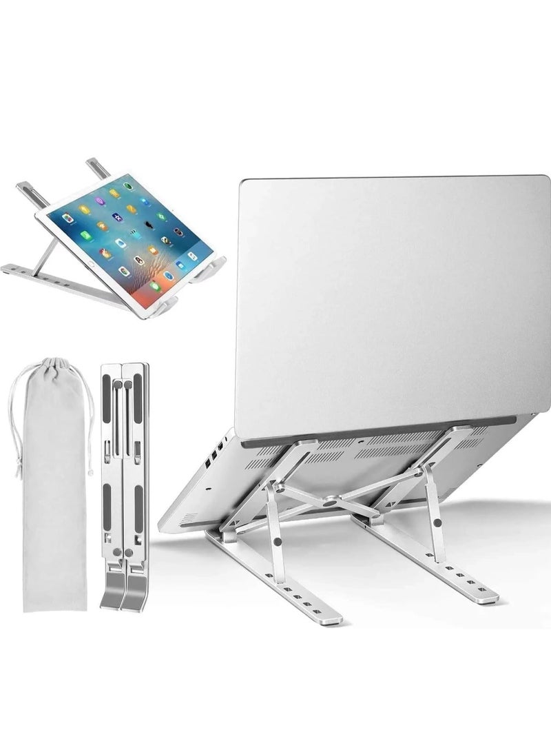 TIGER Aluminium Adjustable Laptop Stand for Table – Lightweight Portable Desktop Riser & Lapdesk Holder, Ergonomic Height Design for Laptops & Tablets up to 16 Inches – Universal Compatibility - Image 1