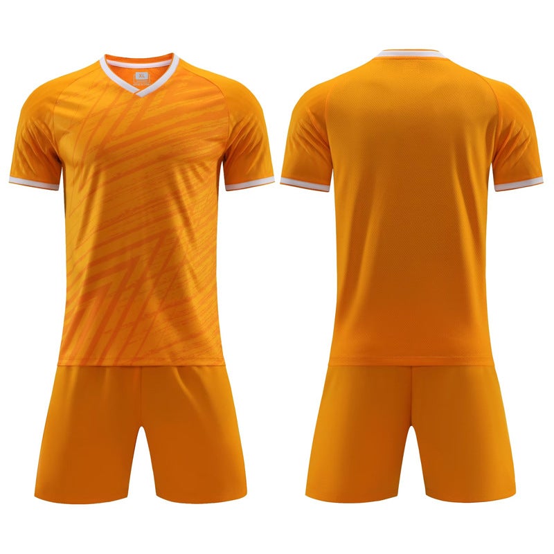 Generic Soccer Clothes Set Mens Printed and Printed Football Sports Clothing for Primary School Students Childrens Training Clothes Short Sleeve Soccer Clothes Team Clothes Orange 
