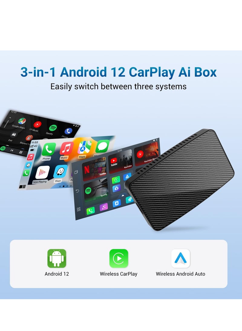 SYOSI Wireless CarPlay & Android Auto Adapter - 3-in-1 Play2Video Pro CarPlay AI Box, Built-in YouTube & Netflix, Compatible with Factory Wired CarPlay Cars (2016+) - Image 2