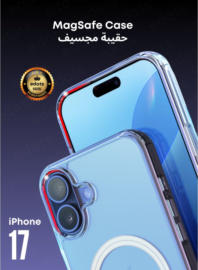 Edots iPhone 17 Case MagSafe – Clear Magnetic Cover, Slim Transparent TPU, Military-Grade Protection, Scratch-Resistant, Strong Magnet, MagSafe Compatible - Image 1