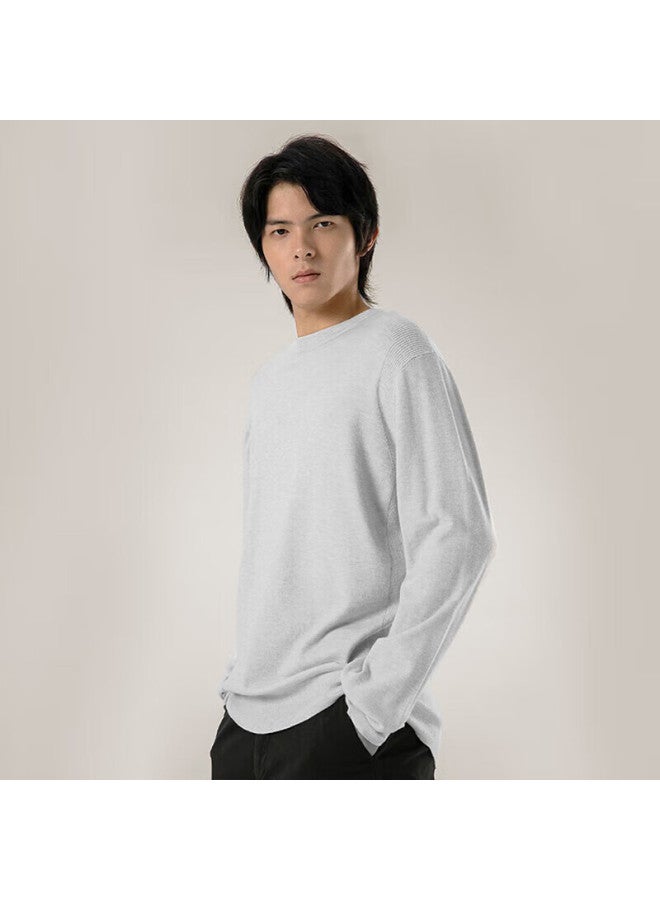 Markless Lightweight Warm Men's Graphene Soft Knit Sweater Autumn Winter Crew Neck Base Shirt 3701 Cloud Gray 2XL - Image 1