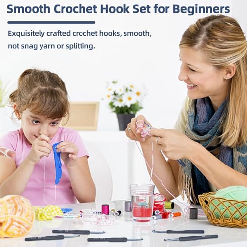 TecoKart® 9 Pcs Ergonomic Crochet Hook Set, Dark Blue Aluminium Crochet Hooks Set, Crochet Kit with Soft Grip Handles, Sizes from 2.0Mm to 6.5Mm, Suitable for Different Skill Levels - Image 2