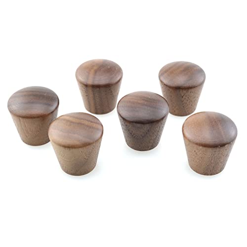 TAODAN 6pcs Natural Wood Cabinet Knob Nut-Brown Wooden Furniture Knobs 0.86x0.86 Cabinet Pull Handle Drawer Cupboard Knobs - Image 3