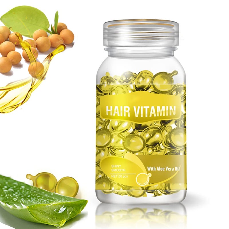 GOWWIM Hair Vitamin Serum Capsule Argan Macadamia Avocado Oil Complex for Smooth Silky Hair Mask and Treatment 30 PCS