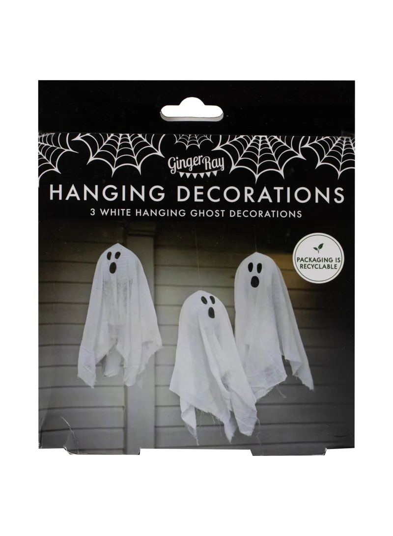 جينجر راي Hanging Decoration - Ghosts - White - Pack of 3