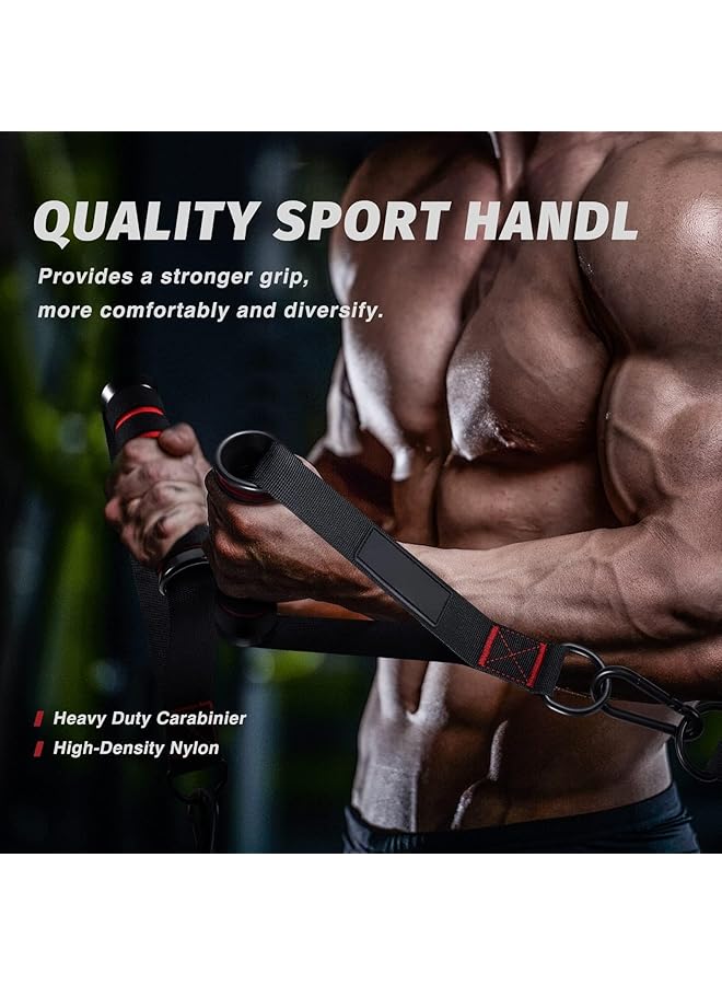 X spring Exercise Handle Pull Down Home Gym Working Out Handle Heavy Duty Fitness Handle with 2 Carabiners for Resistance Bands Resistance Band Handles for Cable Machine Pulleys - Image 2