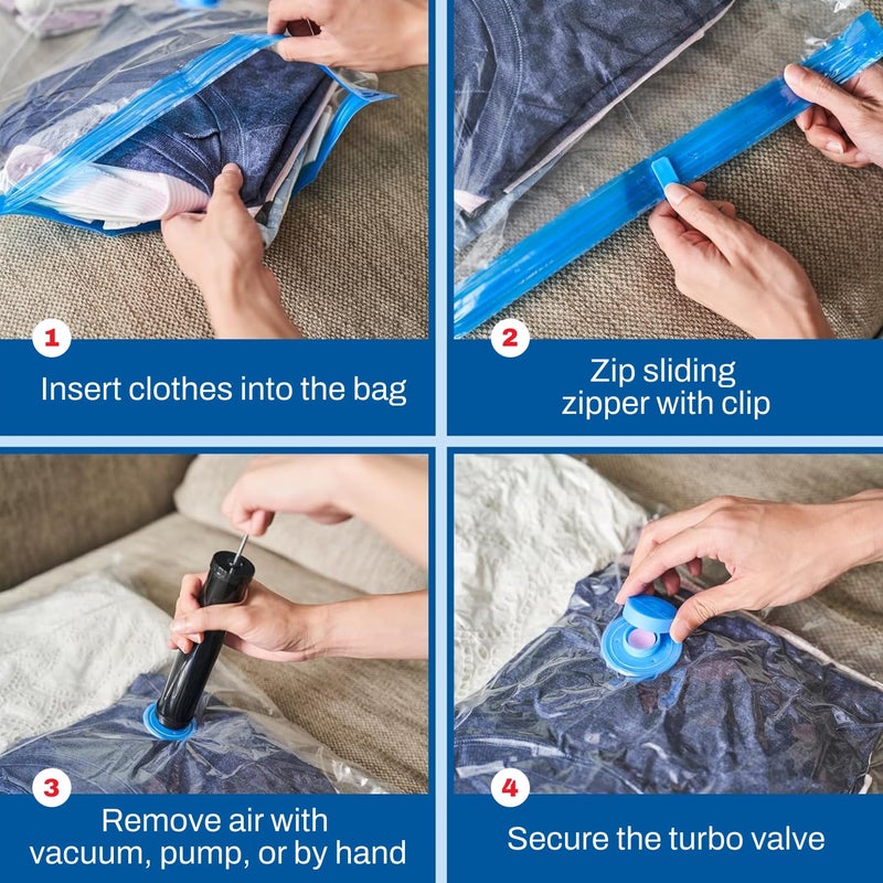 Spacesaver 6 Pack Medium Vacuum Storage Bags for Comforters, Blankets & Clothes â€“Vacuum Sealed Compression Bags with Hand Pump â€“ Space Saver Storage Bags for Bedding, Moving, Travel & Organization - Image 2