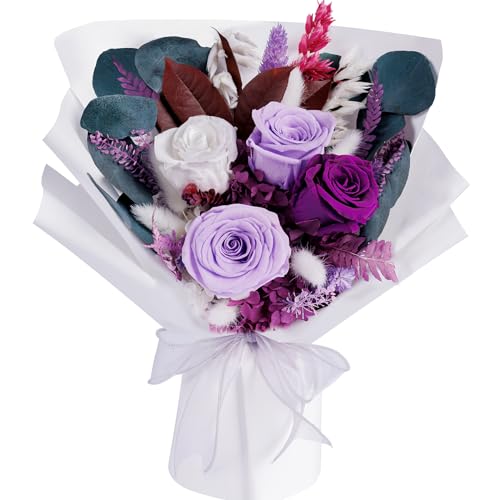 Bonsion Flowers Gifts for Mom, Flower for Delivery, Preserved Roses Bouquets, Purple Roses, Birthday Gifts for Women, Mothers Day Flowers for Wife - Image 1