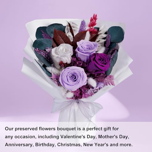 Bonsion Flowers Gifts for Mom, Flower for Delivery, Preserved Roses Bouquets, Purple Roses, Birthday Gifts for Women, Mothers Day Flowers for Wife - Image 5
