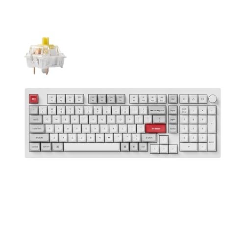 Keychron Q5 Pro QMK/VIA Wireless Custom Mechanical Keyboard, Full Aluminum 96% Layout with Programmable Knob, Double-Gasket Design with Hot-swappable K Pro Banana Switch for Mac Windows Linux - White - Image 1