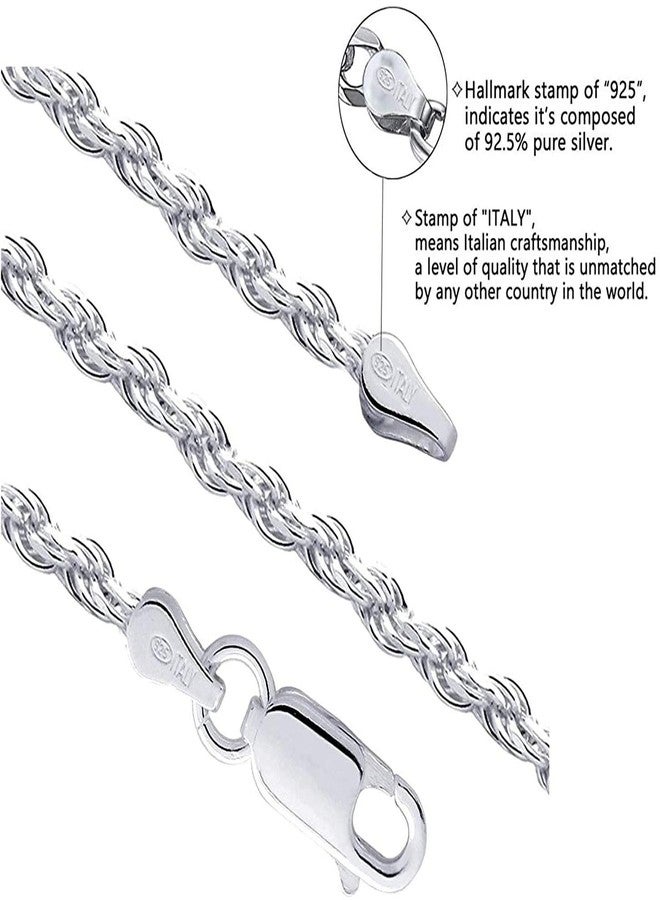 Savlano 925 Sterling Silver 1mm Solid Italian Rope Diamond Cut Twist Link Chain Necklace With a Gift Box For Men & Women - Made in Italy (18, 1mm) - Image 2