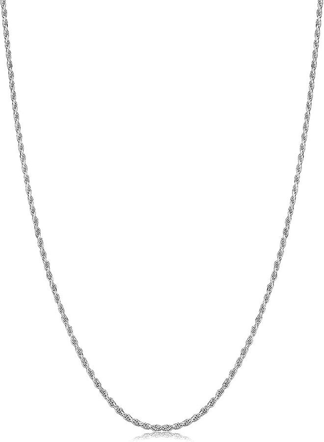 Savlano 925 Sterling Silver 1mm Solid Italian Rope Diamond Cut Twist Link Chain Necklace With a Gift Box For Men & Women - Made in Italy (18, 1mm) - Image 1