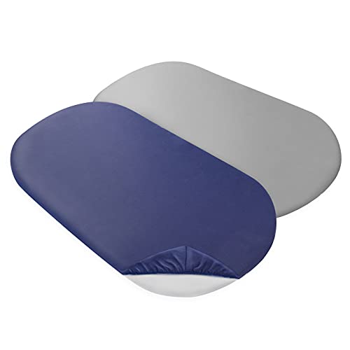 Coldwind Bassinet Sheets for Baby Boy Girl 2 Pack Bassinet Sheet Set Universal Soft Cradle Sheets Fit for Oval Rectangle and Hourglass Bassinet Mattress, Bassinet Sheets, Grey&Navy - Image 4