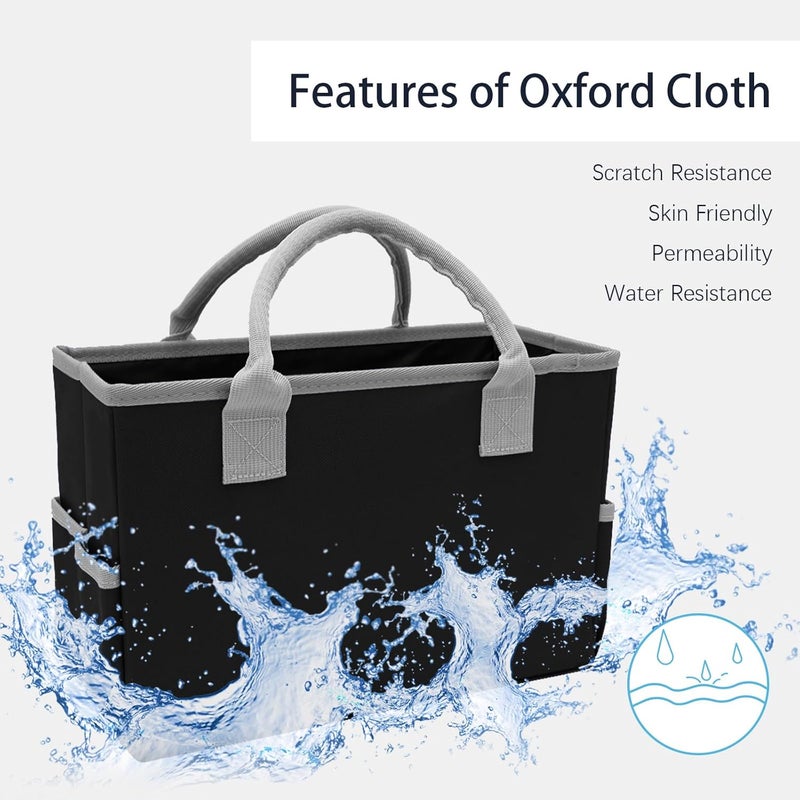 Cupohus Art Organizer Craft Storage Tote Bag with Pockets and Hadles, Oxford Fabric Carrying Caddy for Teacher, Officer, Artist, Students, Traveler, and more – Black with Grey Edge - Image 3