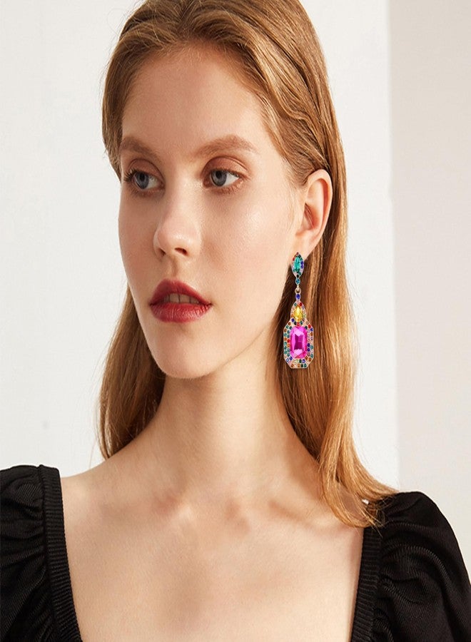 كولودوغو أقراط مرصعة بأحجار الراين بتصميم كلاسيكي، أقراط متدلية فاخرة من الكريستال، أقراط متدلية أنيقة للنساء لحفلات الزفاف - Image 2