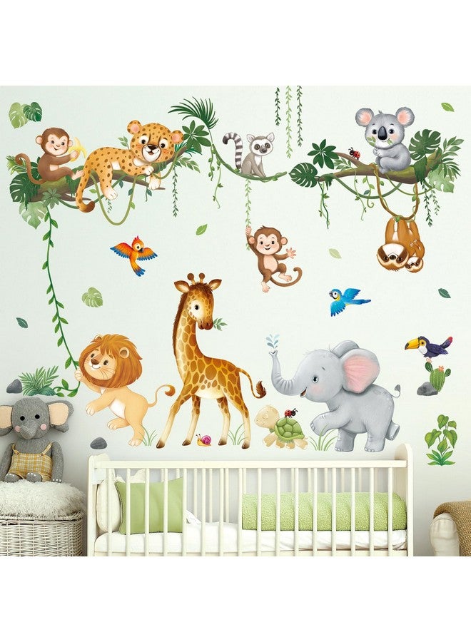 DECOWALL SG2-2501 Jungle Animal Branch Wall Decals Stickers Nursery Décor Baby Safari Wallpaper Tree Kids Living Room Boys Bedroom Removable Peel and Stick Home - Image 2