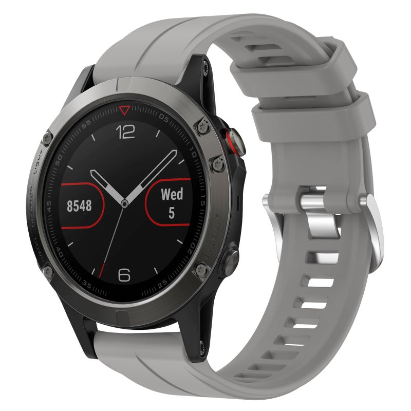 S-TOP For Garmin Fenix 5 22mm Solid Color Silicone Watch Band(Grey) - Image 1