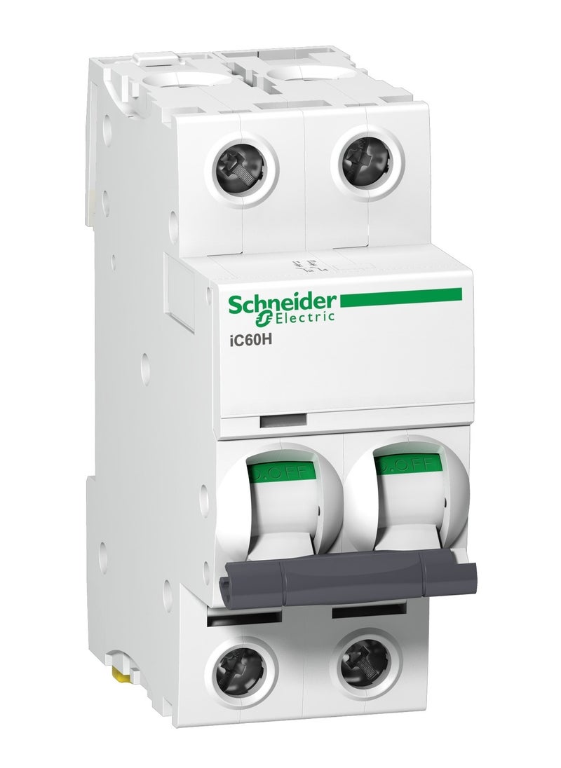 Schneider Electric - A9F54220 Acti9 iC60H 2P 20A C Miniature Circuit breaker - Image 1