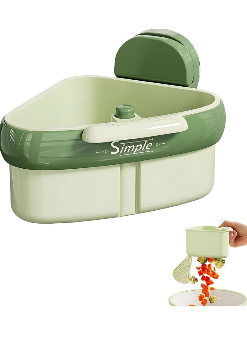 Kitchen Sink Strainer ,Sink Food Catcher Corner Sink Strainer Basket ,Faucet Sponge Storage Rack,Corner Sink Trash Catcher for Food Waste (Green 1PCS) - Image 1
