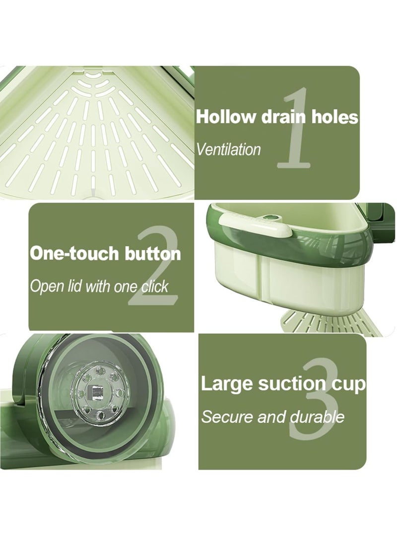 Kitchen Sink Strainer ,Sink Food Catcher Corner Sink Strainer Basket ,Faucet Sponge Storage Rack,Corner Sink Trash Catcher for Food Waste (Green 1PCS) - Image 2