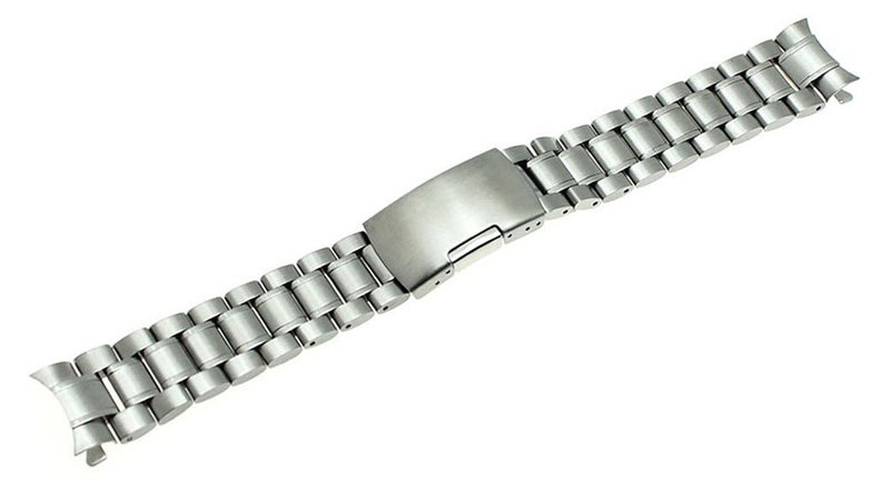 RECHERE Stainless Steel Bracelet Watch Band Strap Curved End Solid Links Color Silver (18mm) - Image 2