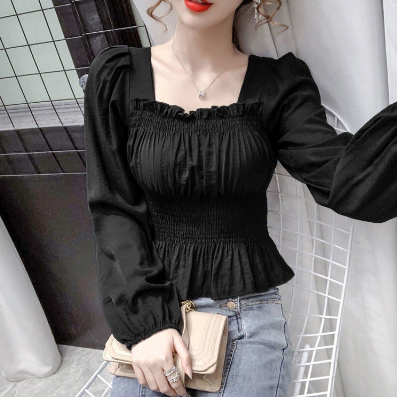 قميص قصير الأكمام بتصميم فرنسي لعام 2024 للنساء 1605 باللون الأحمر - Image 4