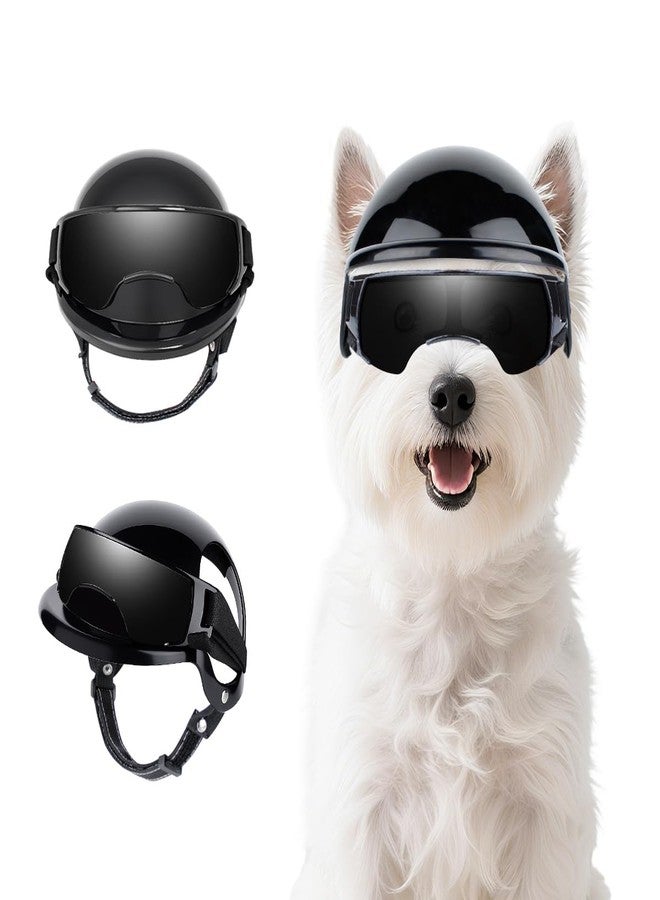 Namsan Small Dog Goggles and Helmet, Dog Motorcycle Helmet with UV Protection Sunglasses for Small Medium Breeds, Hard Doggie Hat with Ear Holes, Adjustable, Black - Image 1