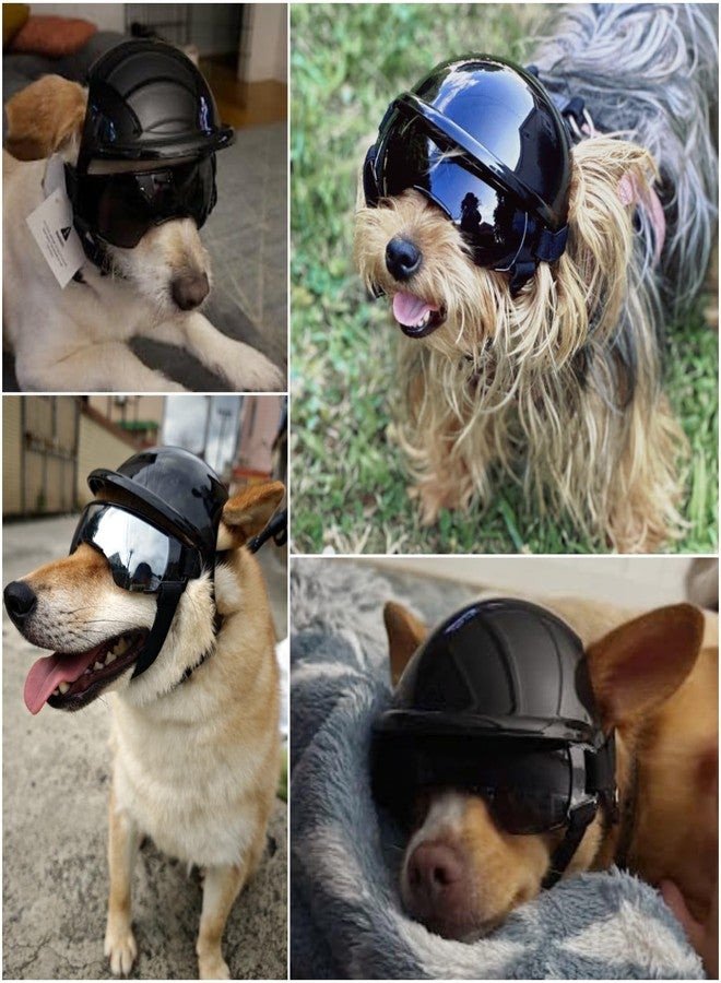Namsan Small Dog Goggles and Helmet, Dog Motorcycle Helmet with UV Protection Sunglasses for Small Medium Breeds, Hard Doggie Hat with Ear Holes, Adjustable, Black - Image 2