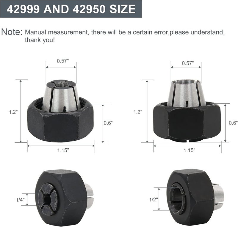 Thaekuns طقم كوليت راوتر 42999 1/4" و 42950 1/2" يناسب نماذج PORTER CABLE - عبوة من 2 - Image 2