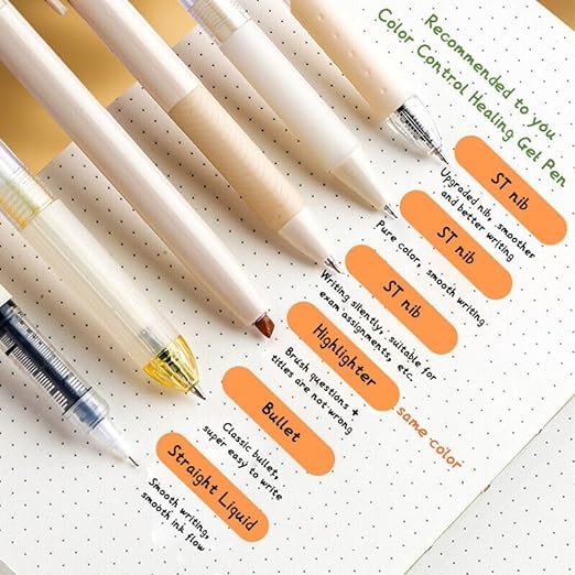 SAMVARDHAN Pastel Highlighter Set, Aesthetic School Supplies 5PCS Retractable Blue Ink with 1PCS Highlighter, 0.5mm Fine Points for Writing (Purple) - Image 2