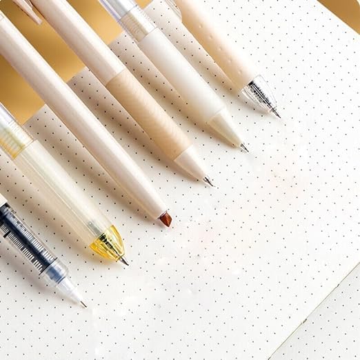 SAMVARDHAN Pastel Highlighter Set, Aesthetic School Supplies 5PCS Retractable Blue Ink with 1PCS Highlighter, 0.5mm Fine Points for Writing (Purple) - Image 4