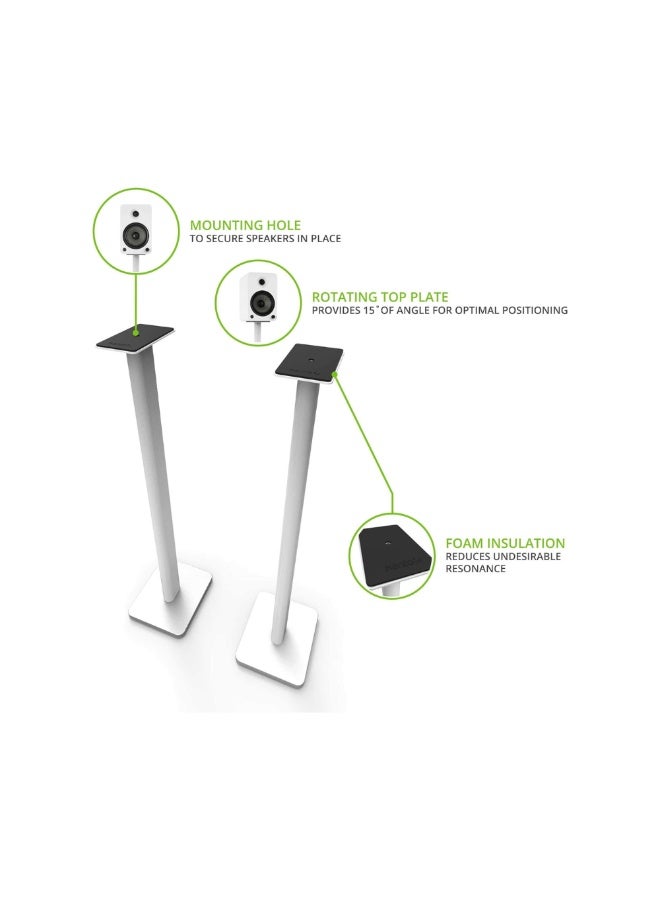 Kanto Audio SP32PLW 32" Bookshelf Speaker Swiveling Floor Stands-White, Pair - Image 2