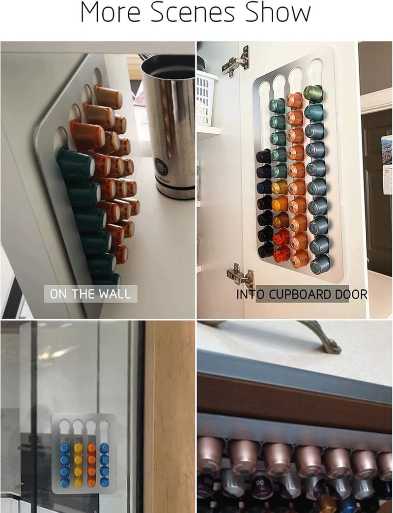 Pilipane Pilipane Stainless Steel Capsule Holder For coffee Pods  Vertically or Horizontally Mounted on wall or Under Cabinets  Holds 20 Capsules14 x 11  75 In - Image 3